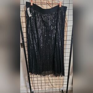 Simply Vera Vera Wang Black Sequin A-Line Skirt Size XL